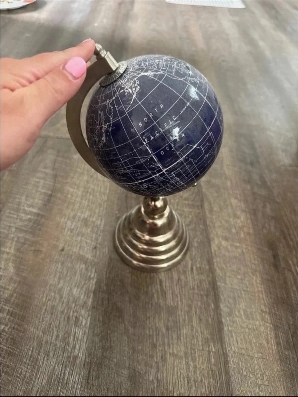 Navy Desktop Globe Accent with Silver Stand